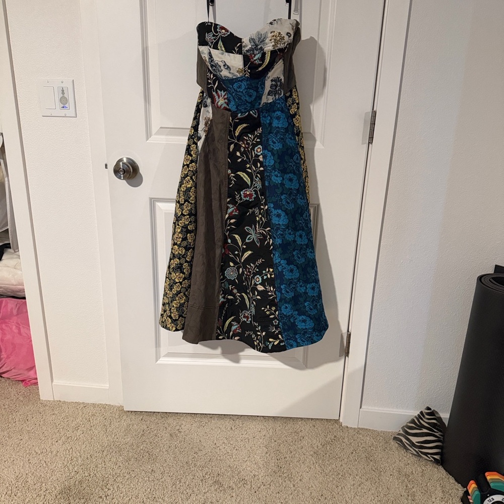 Anthropologie Floral Strapless Sweetheart Midi Dress - Picture 3 of 6